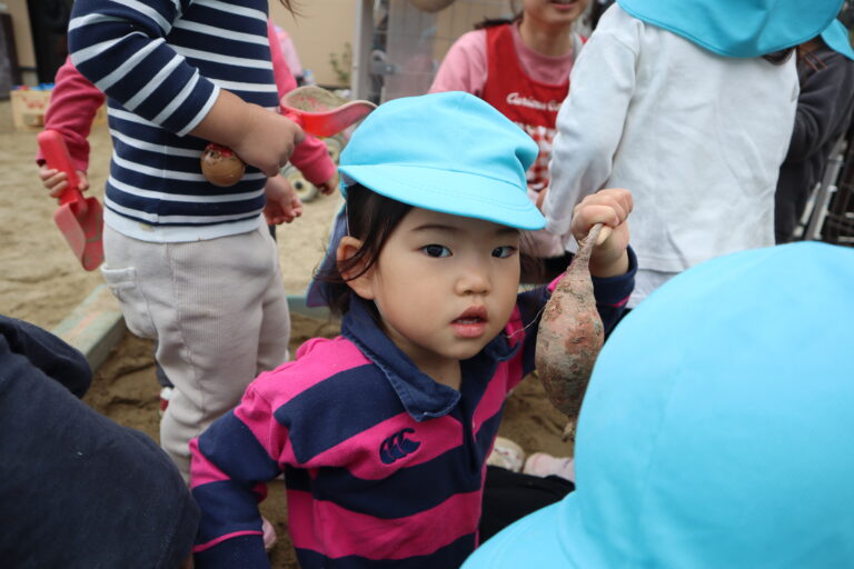 ミニ芋掘りしたよ（１歳児）